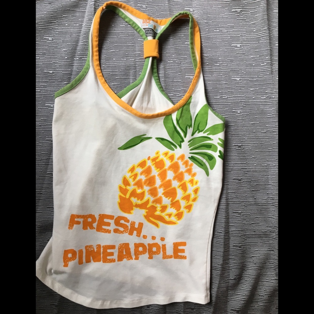BSK cotton stretch tank w tropical Pineapple image